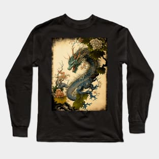 Ukiyo-e Style Traditional Japanese Dragon Long Sleeve T-Shirt